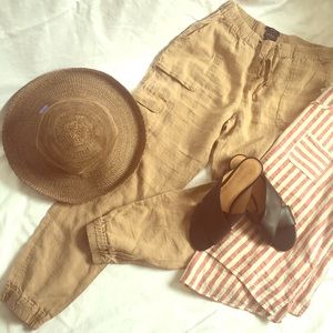 Nicole Miller Linen Cargo Joggers